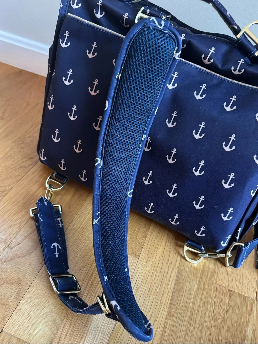 Ju-Ju-Be Legacy The Admiral Navy Anchor Print BFF Diaper Bag Backpack
